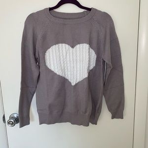 NWOT Grey Sweater with Heart